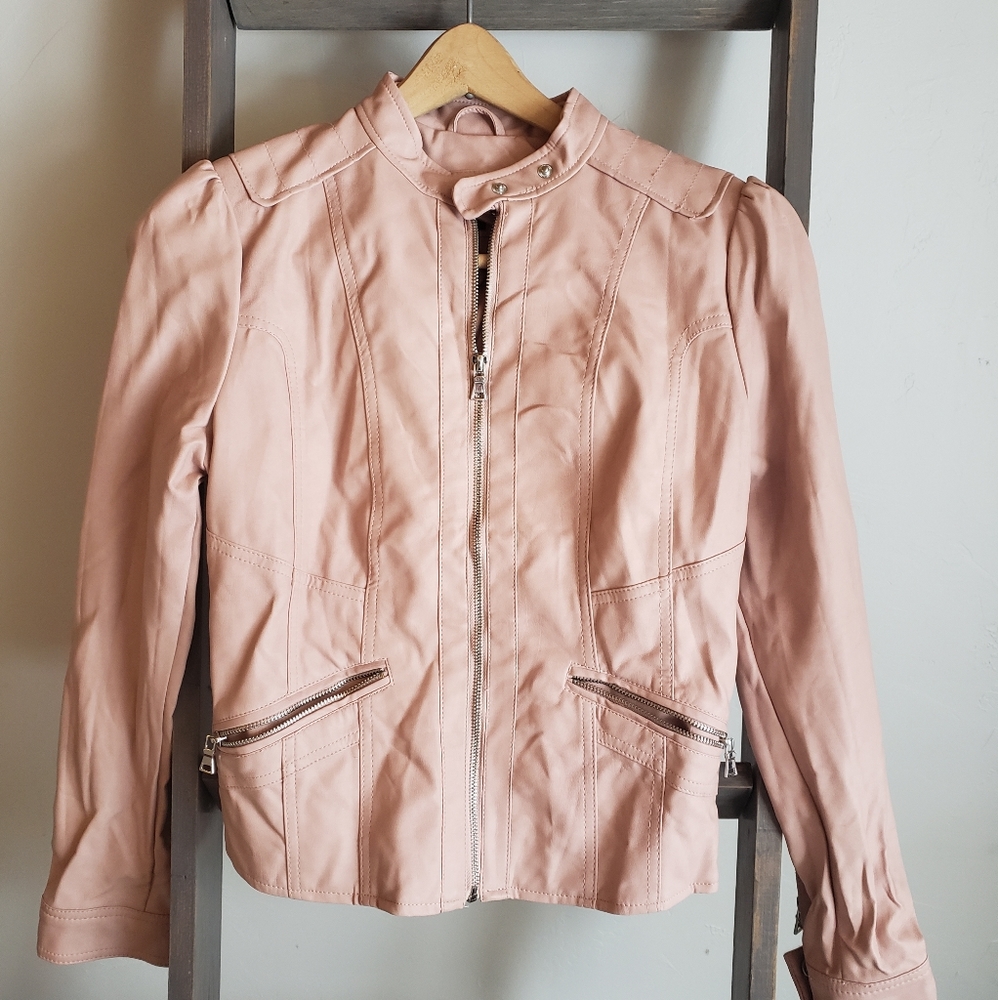 NWT Light Pink Faux Leather Jacket